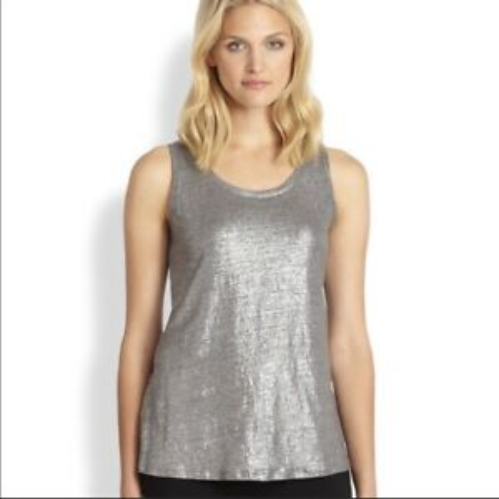 Eileen Fisher Linen Tank Top - Silver L
